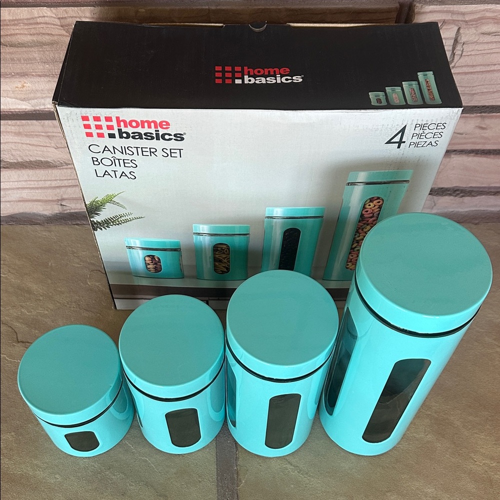 Set of 4 Glass & Metal Cannisters - Picture 2 of 5
